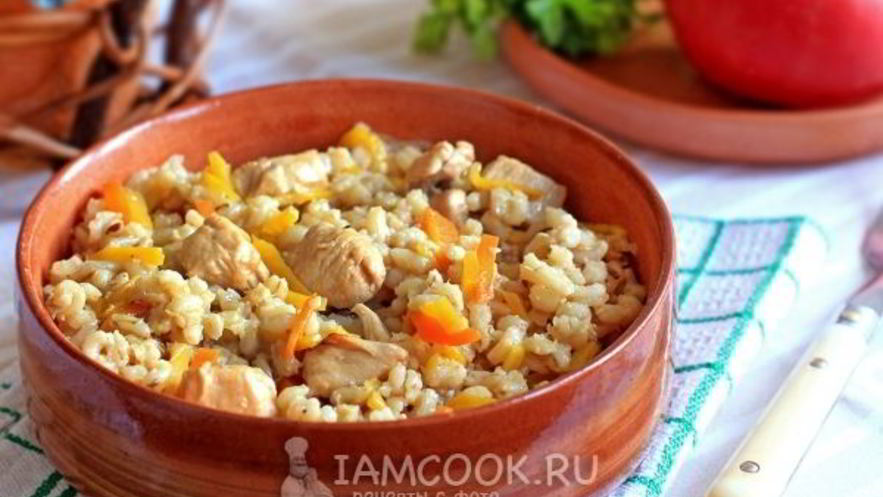 Рецепт плова из перловки с курицей