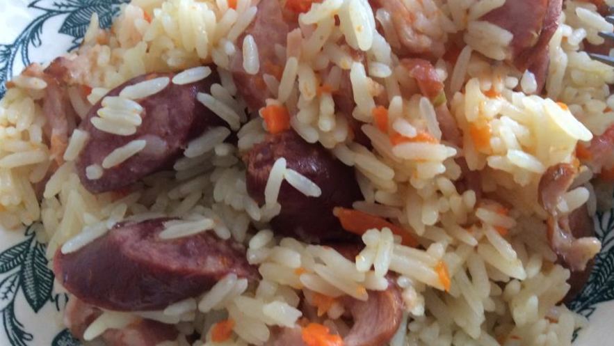 Рецепт плова на шкварках с копченостями