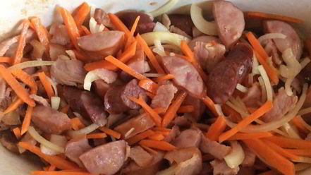 Рецепт плова на шкварках с копченостями