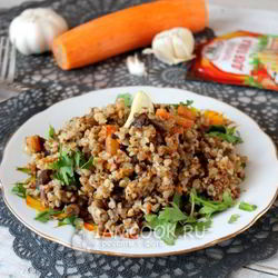 Рецепт Постного плова из гречки с опятами