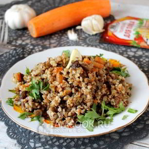 Рецепт Постного плова из гречки с опятами