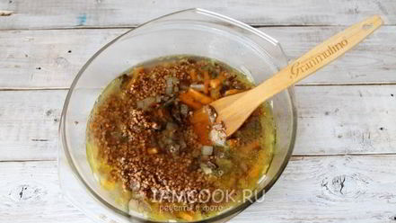 Рецепт постного плова из гречки с опятами