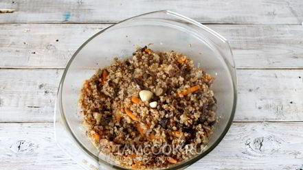 Рецепт постного плова из гречки с опятами