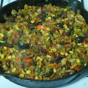 Рецепт Грузинска-мексиканского овощного рагу с фасолью и кукурузой