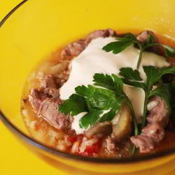 Рецепт Мясного рагу с баклажанами, перцем и помидорами