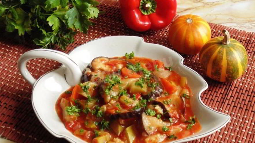 Рецепт овощного рагу с баклажанами на зиму
