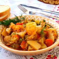 Рецепт Овощного рагу с цветной капустой и стручковым горошком