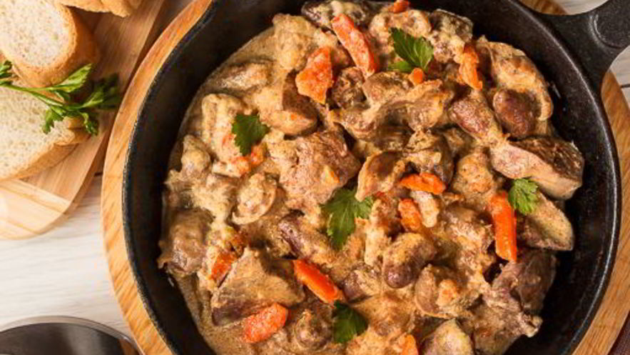 Рецепт рагу из ассорти куриных потрошков