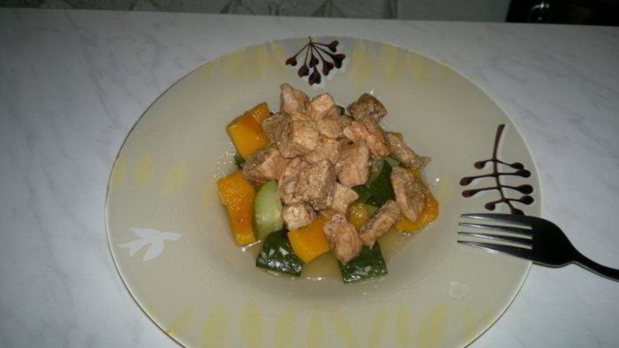 Рецепт рагу из цукини и тыквы с свиной корейкой