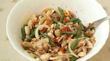 Рецепт запеченного рагу из фасоли с шампиньонами