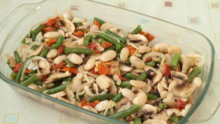 Рецепт запеченного рагу из фасоли с шампиньонами