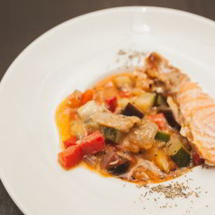 Рецепт Яркого рататуя с семгой