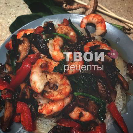 Рецепт Рисовой лапши с креветками по-тайски