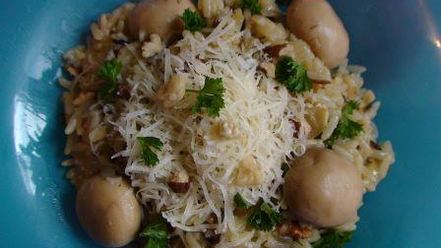 Рецепт итальянского ризотто с маринованными грибами и сыром джюгас