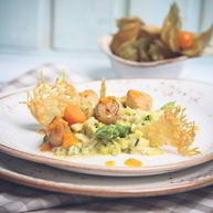 Рецепт Морского гребешка с овощным ризотто
