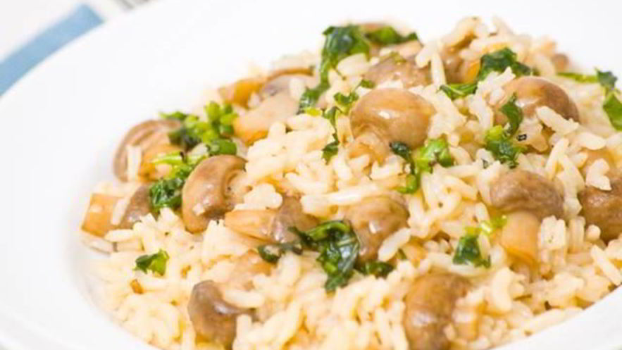 Рецепт ризотто с грибами, брокколи и миндалем