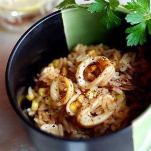 Рецепт Ризотто с кальмарами и кукурузой