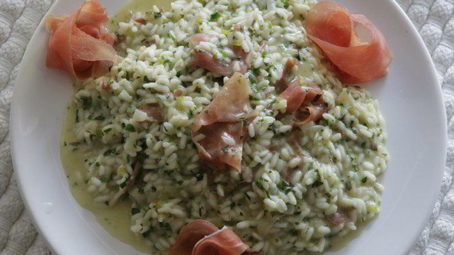 Рецепт ризотто с мятой и ветчиной