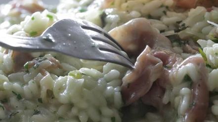 Рецепт ризотто с мятой и ветчиной