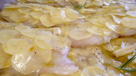 Рецепт гратен с треской и картофелем под ванильно-сливочным соусом