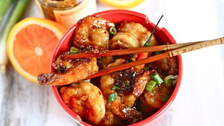 Рецепт креветок в апельсиновой корочке