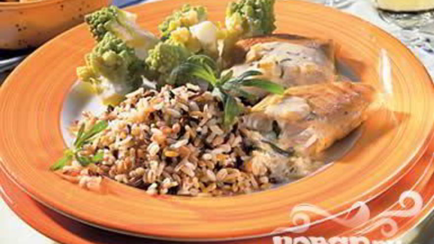 Рецепт лосося с овощами и рисом