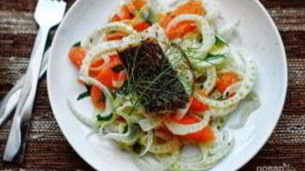 Рецепт морского окуня на салате