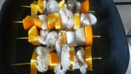 Рецепт рыбы с апельсином на шпажках