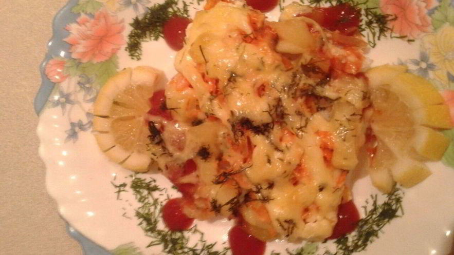 Рецепт запеченной рыбы с овощами