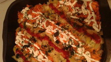 Рецепт запеченной рыбы с овощами