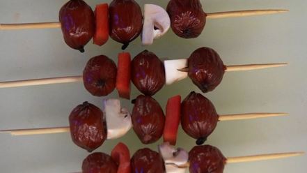 Рецепт копченых шашлычков с овощами