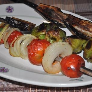 Рецепт Овощного шашлыка Баклажаны с перцем быстро и просто