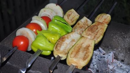 Рецепт овощного шашлыка баклажаны с перцем быстро и просто