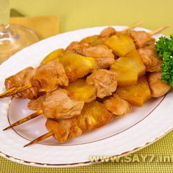 Рецепт Шашлычков Домашних с куриным филе и ананасами