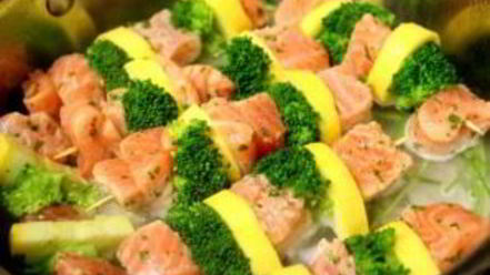 Рецепт шашлычков из лосося на шпажках