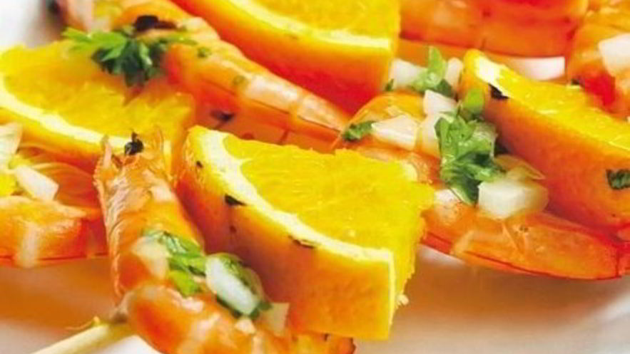 Рецепт шашлыка из креветок с апельсином