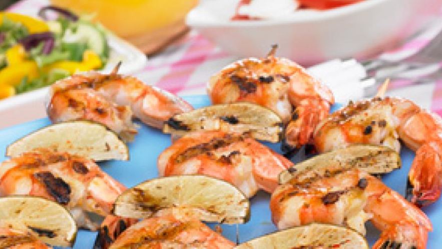 Рецепт шашлыка из креветок с лимоном