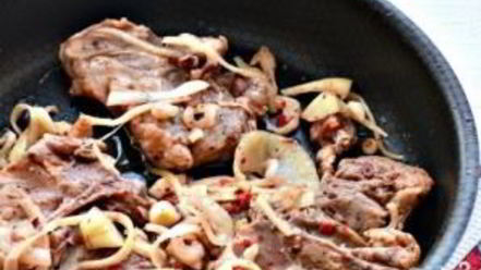 Рецепт шашлыка из телятины на сковороде