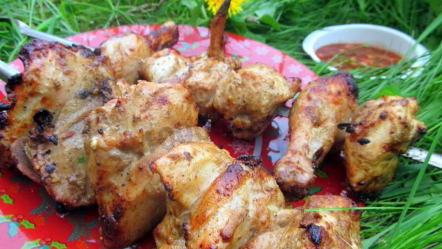 Рецепт шашлыка с горчицей из курицы