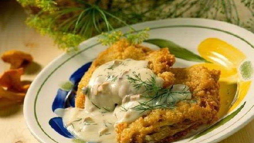 Рецепт капустных шницелей с грибным соусом