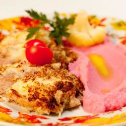 Рецепт Пюре из цветной капусты с оригинальным свиным шницелем