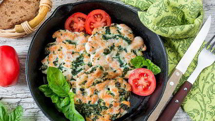 Рецепт рубленых куриных шницелей со шпинатом
