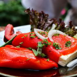 Рецепт Вегетарианского шницеля из печеного перца с брынзой