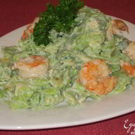 Рецепт Шпинатной лапши с креветками