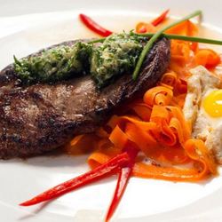 Рецепт Минутного стейка со смайл-глазуньей