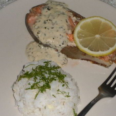 Рецепт Стейка семги под сливочным соусом