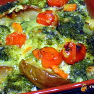 Рецепт Мясных тефтелей, запеченных под овощной шубой и молочным соусом