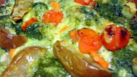 Рецепт мясных тефтелей, запеченных под овощной шубой и молочным соусом