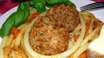 Рецепт пасты в соусе балканы и тефтели ежики