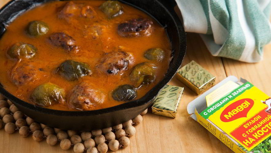 Рецепт тефтелей с брюссельской капустой в нежном соусе